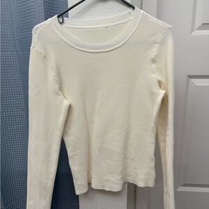 Abercrombie & Fitch Cream Fitted Long Sleeve Top